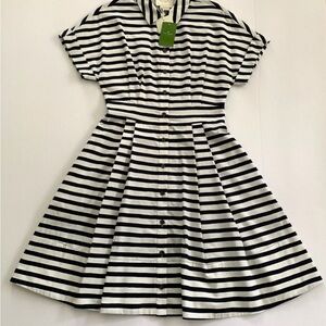 NWT KATE SPADE Fit & Flair Navy & White Short Sleeve Painterly Dress 6